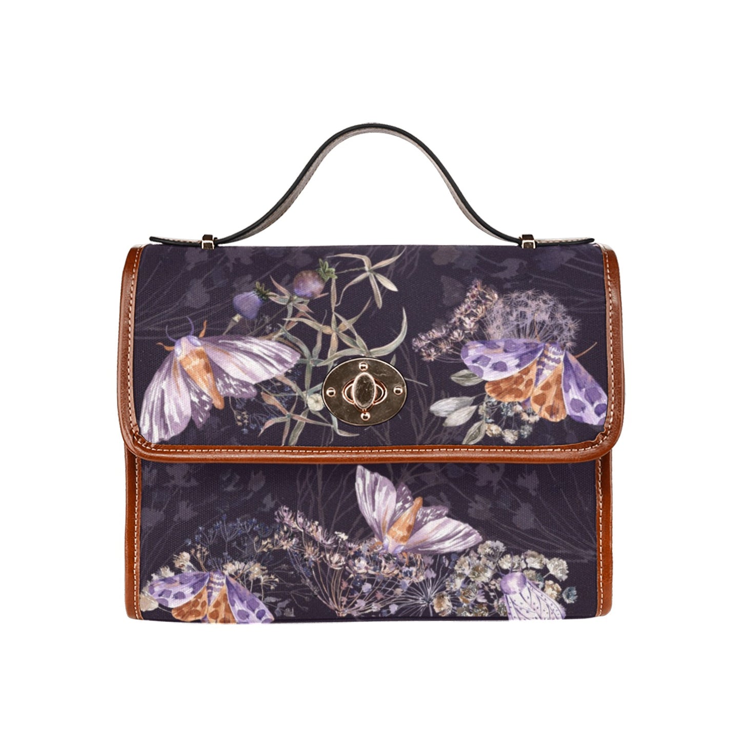 Purple Moth Floral Purse