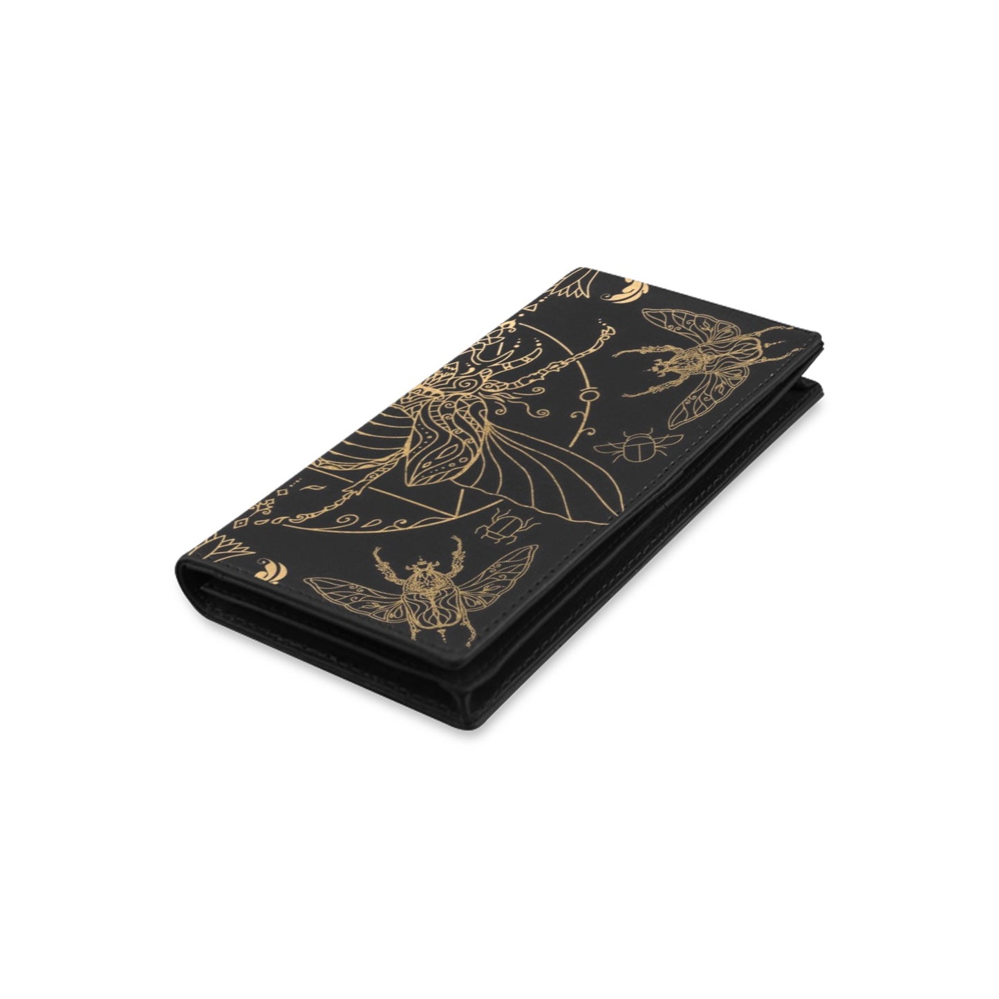 Scarab Beetle Egyptian Black Bifold Wallet
