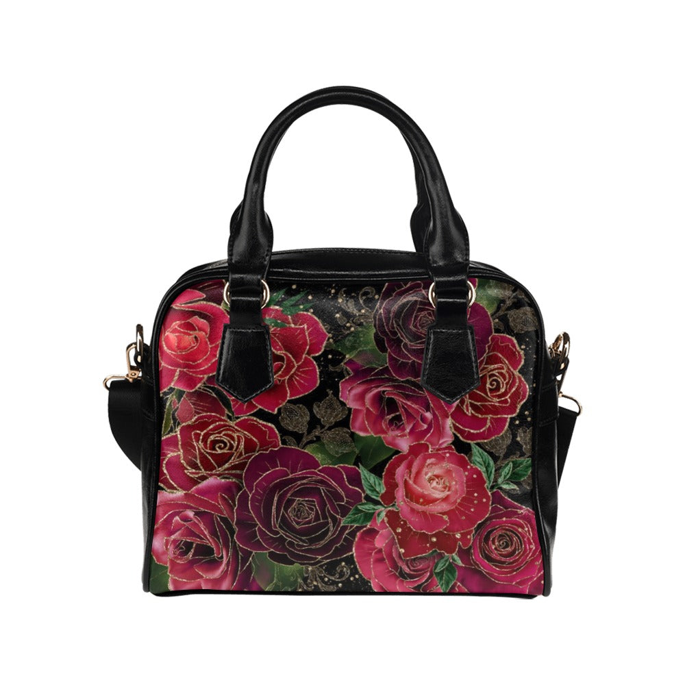 Red Roses Goth Shoulder Bag Bowler Bag Purse