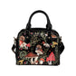 Red Mushrooms Handbag, Black Bowler Bag Purse