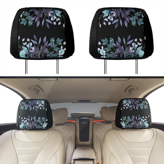 Floral Blue and Purple Headrest Covers