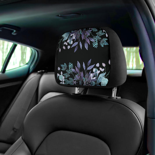 Floral Blue and Purple Headrest Covers