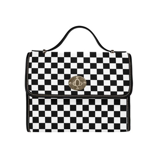 Black White Checkered Purse, Cross Body Purse