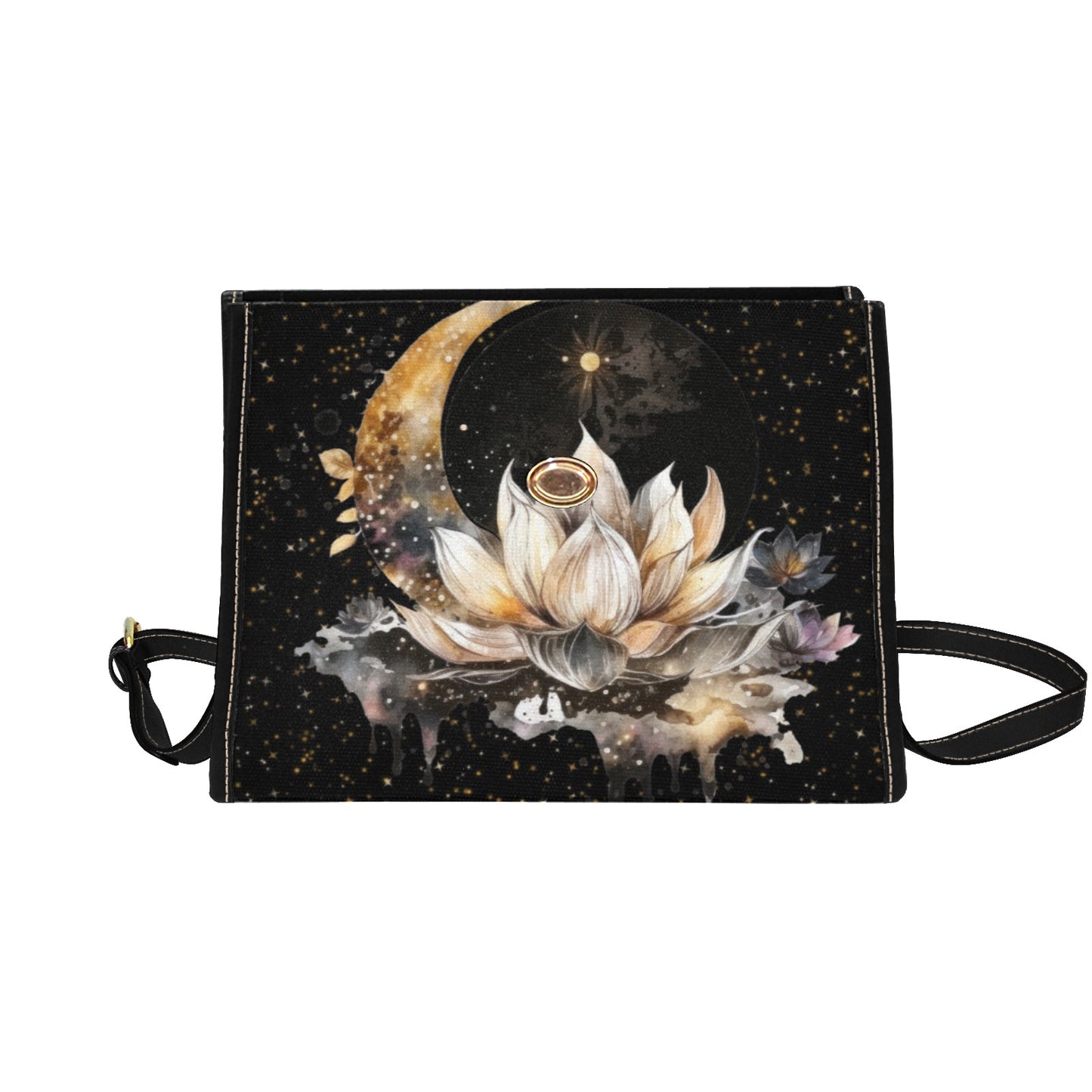 Witchy Lotus Moon Satchel, Vegan, Canvas Satchel bag