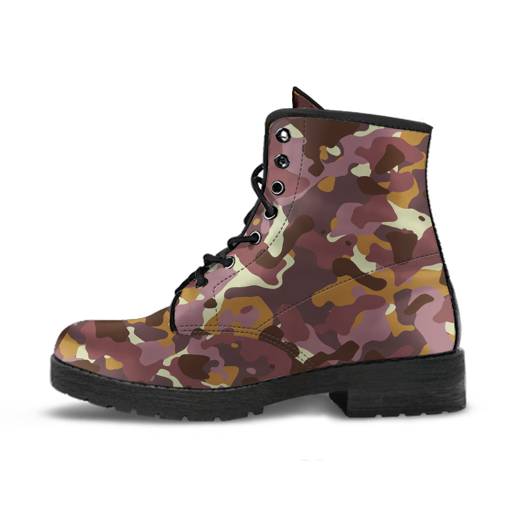 Mauve Brown Camo Combat Boots