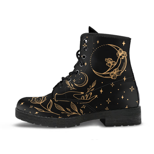 Customers love our moon flower boots, witchy lace-up vegan boots