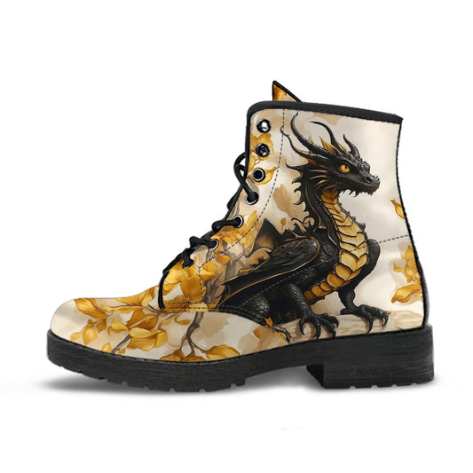 black and gold dragon boots