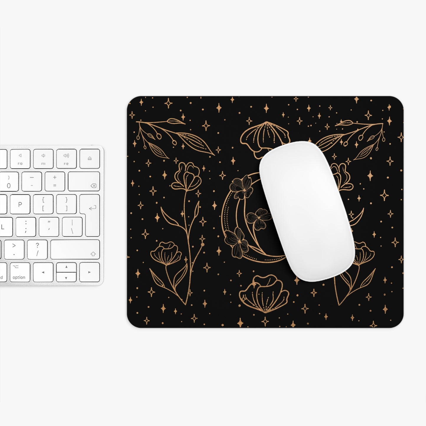 Elegant Moon Flowers Mouse Pad (Round or Rectangle) Witchy Cottagecore Office Accessories