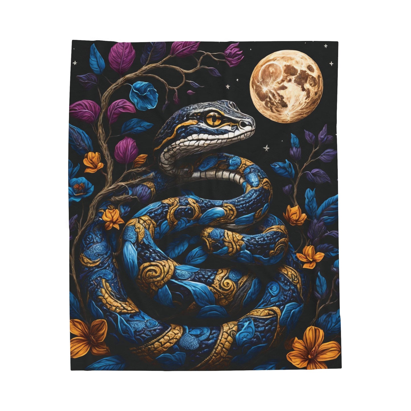 Blue Snake Velveteen Plush Blanket