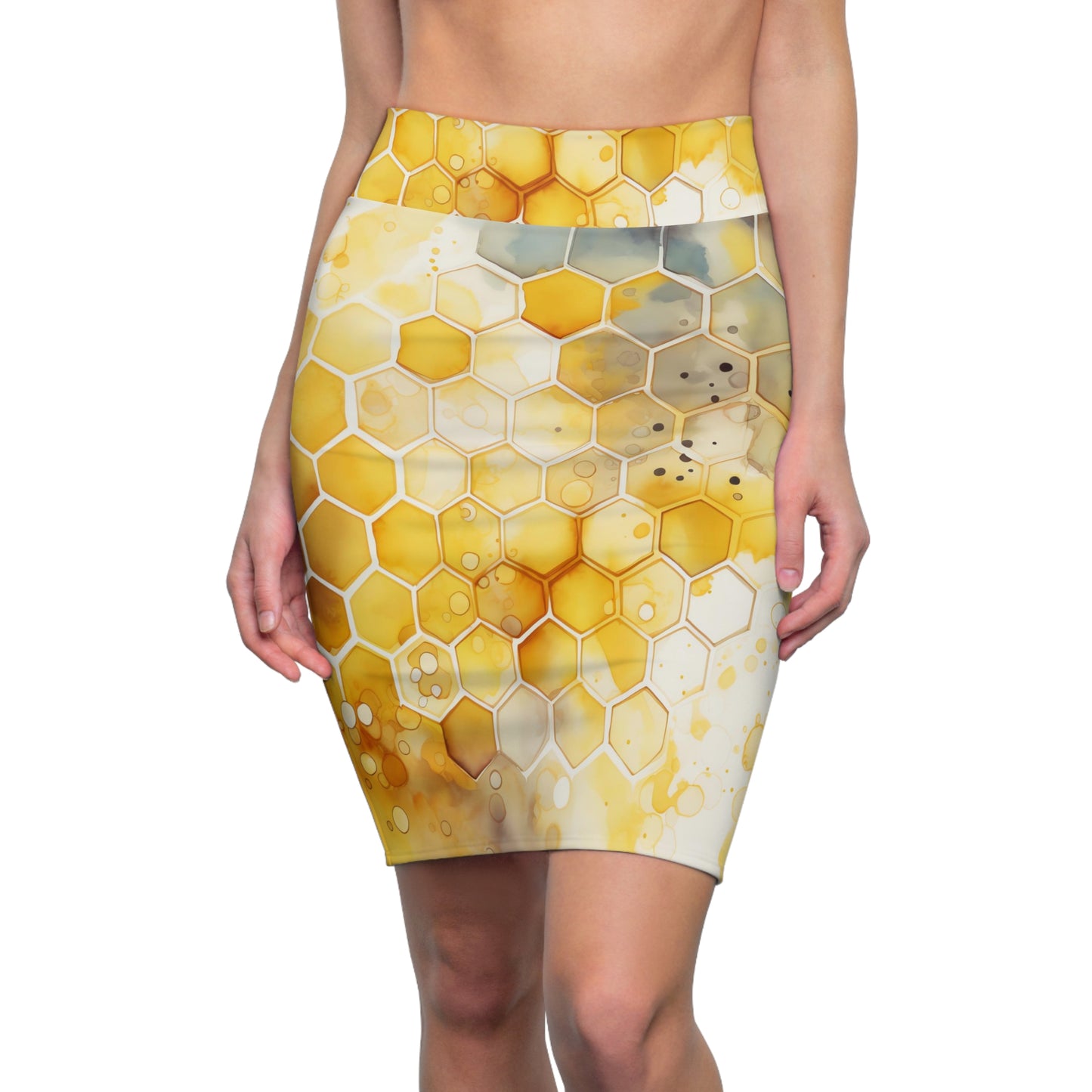 Artistic Unique Honeycomb Pencil Skirt Honey bee
