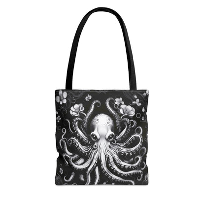 Black Kracken Octopus Tote Bag, Goth Grocery Bag
