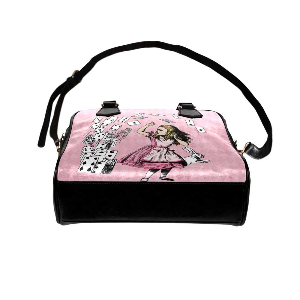 Pink Alice in Wonderland - Cards Attack - Bowler Purse Handbag