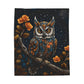 Blue and Orange Owl Velveteen Plush Blanket