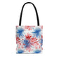 Red White Blue Patriotic Tote Bag, Polyester Canvas Tote Bag, Fourth of July Shopping Bag, Reusable Tote, Summer Tote, Fireworks