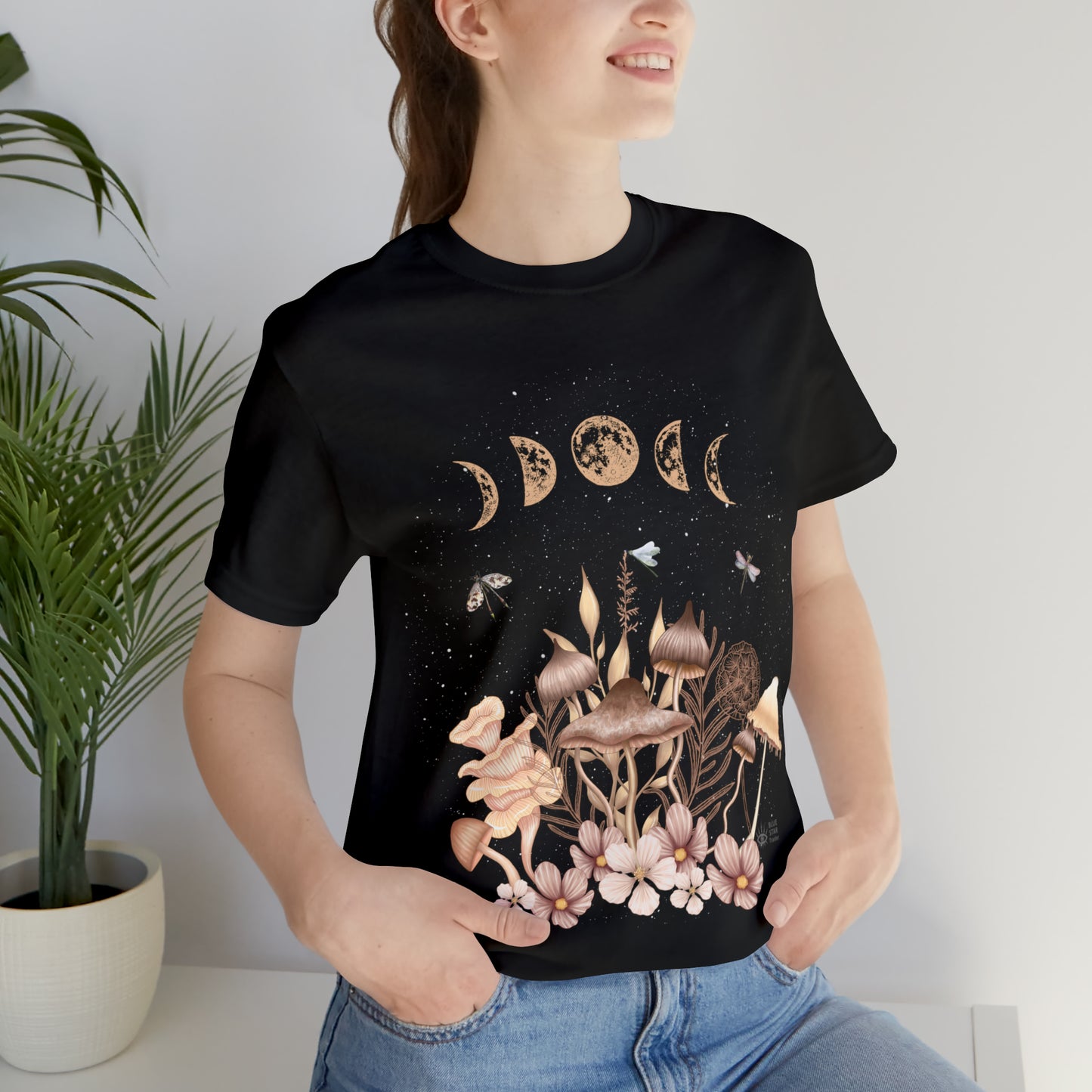 Elegant Mushrooms Black Tee, Witch Shirt, Unisex Jersey Short Sleeve Tee, Womens Bella Canvas T-Shirt, Wicca Clothing Clothes