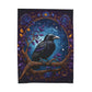 Raven with Flowers Velveteen Plush Blanket Blue and Purple