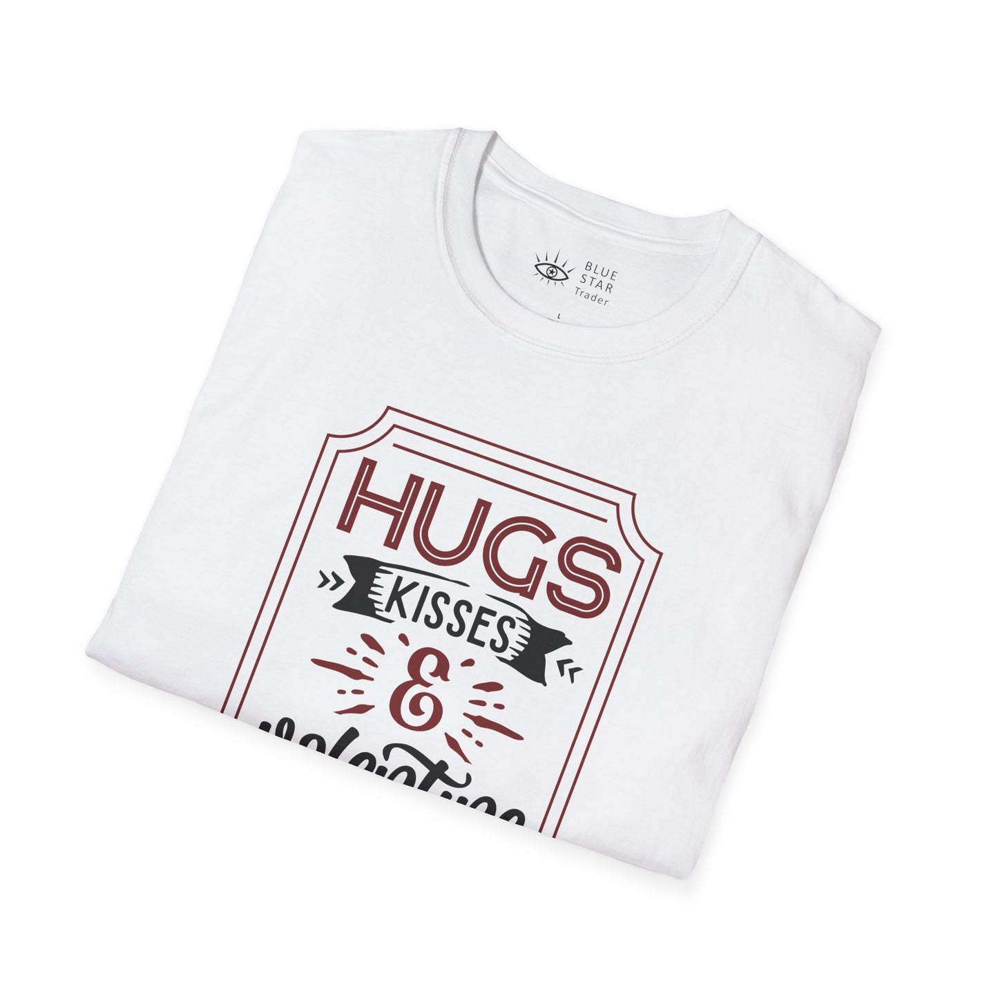 Hugs Kisses and Valentine Wishes Unisex Softstyle T-Shirt, Valentines Day Tee