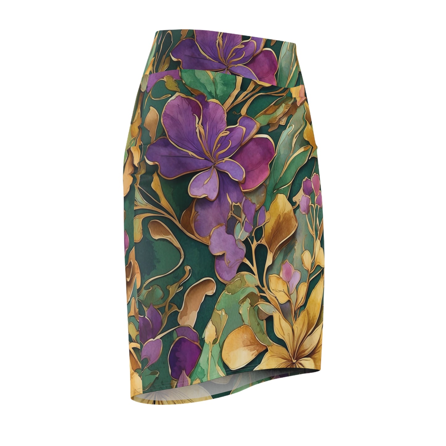 Mardi Gras Floral Skirt, Women's Pencil Skirt