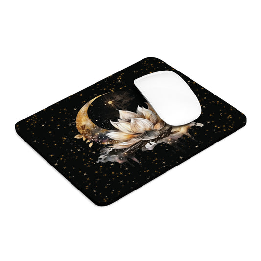 Lotus Moon Mouse Pad (Round or Rectangle) Witchy Cottagecore Office Accessories