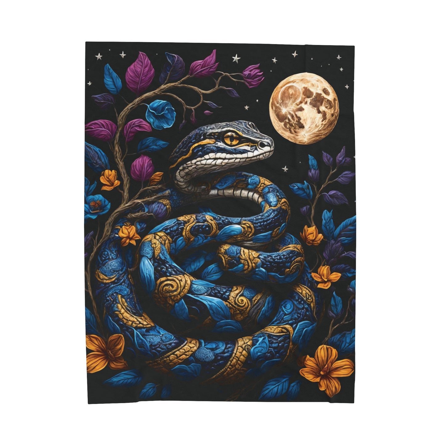 Blue Snake Velveteen Plush Blanket