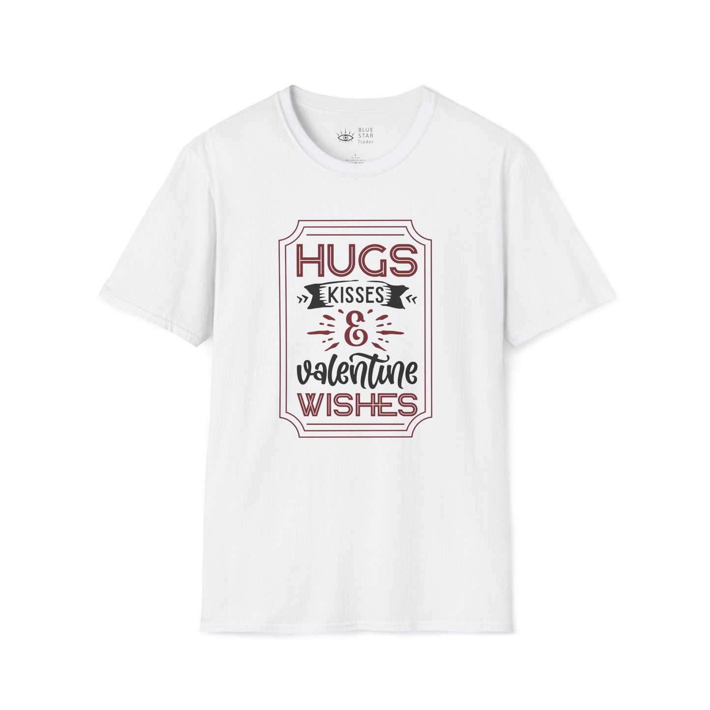 Hugs Kisses and Valentine Wishes Unisex Softstyle T-Shirt, Valentines Day Tee