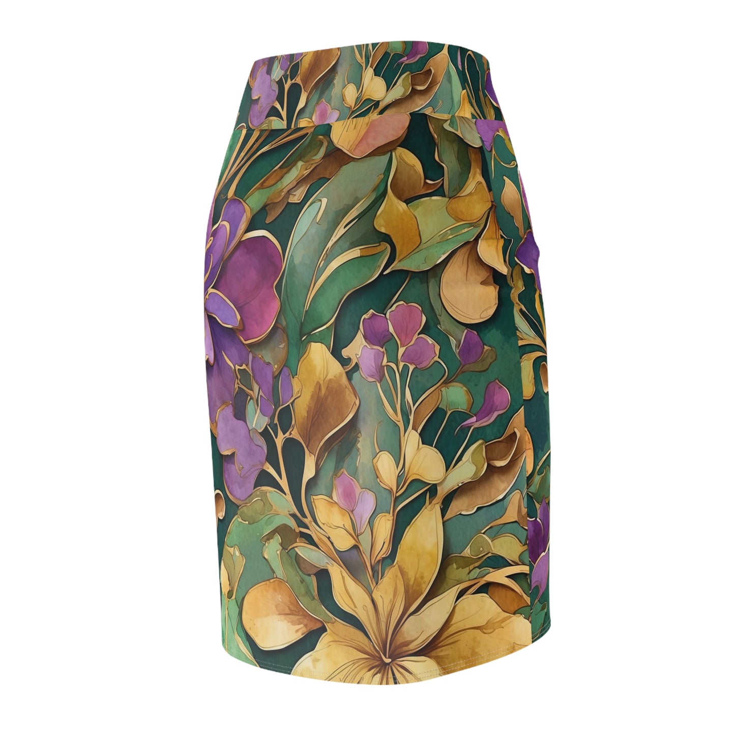 Mardi Gras Floral Skirt, Women's Pencil Skirt