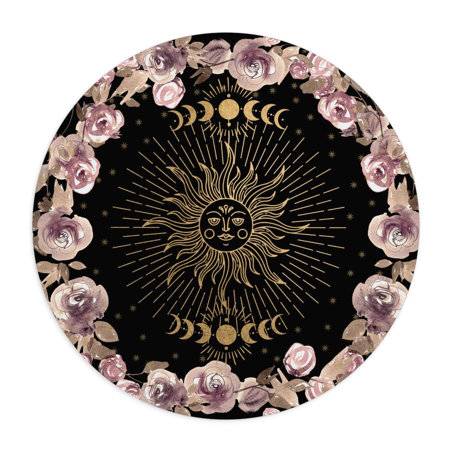 Elegant Floral Sun Mouse Pad (Round or Rectangle) Witchy Cottagecore Office Accessories