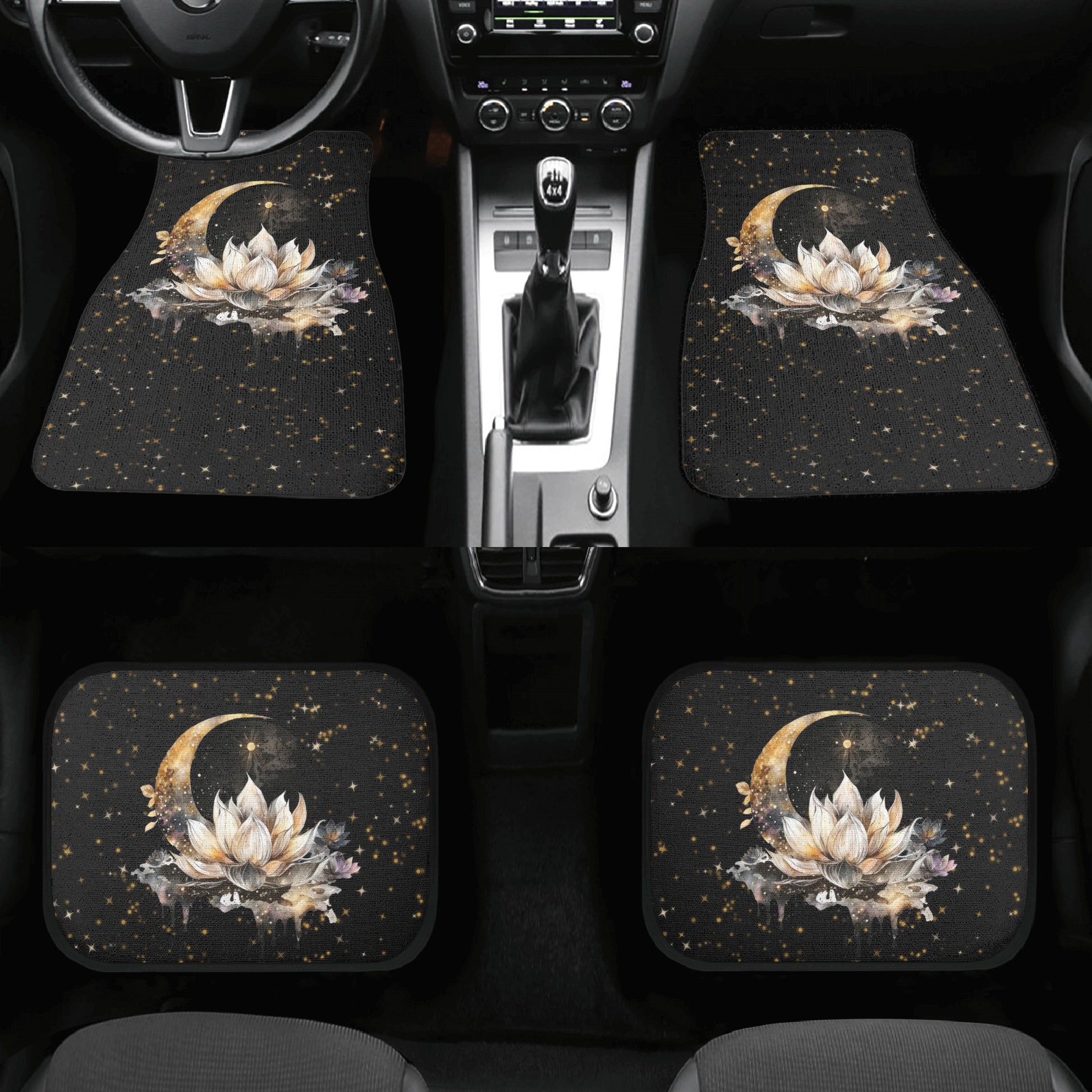 Lotus Moon Front and Back Car Floor Mats Witchy