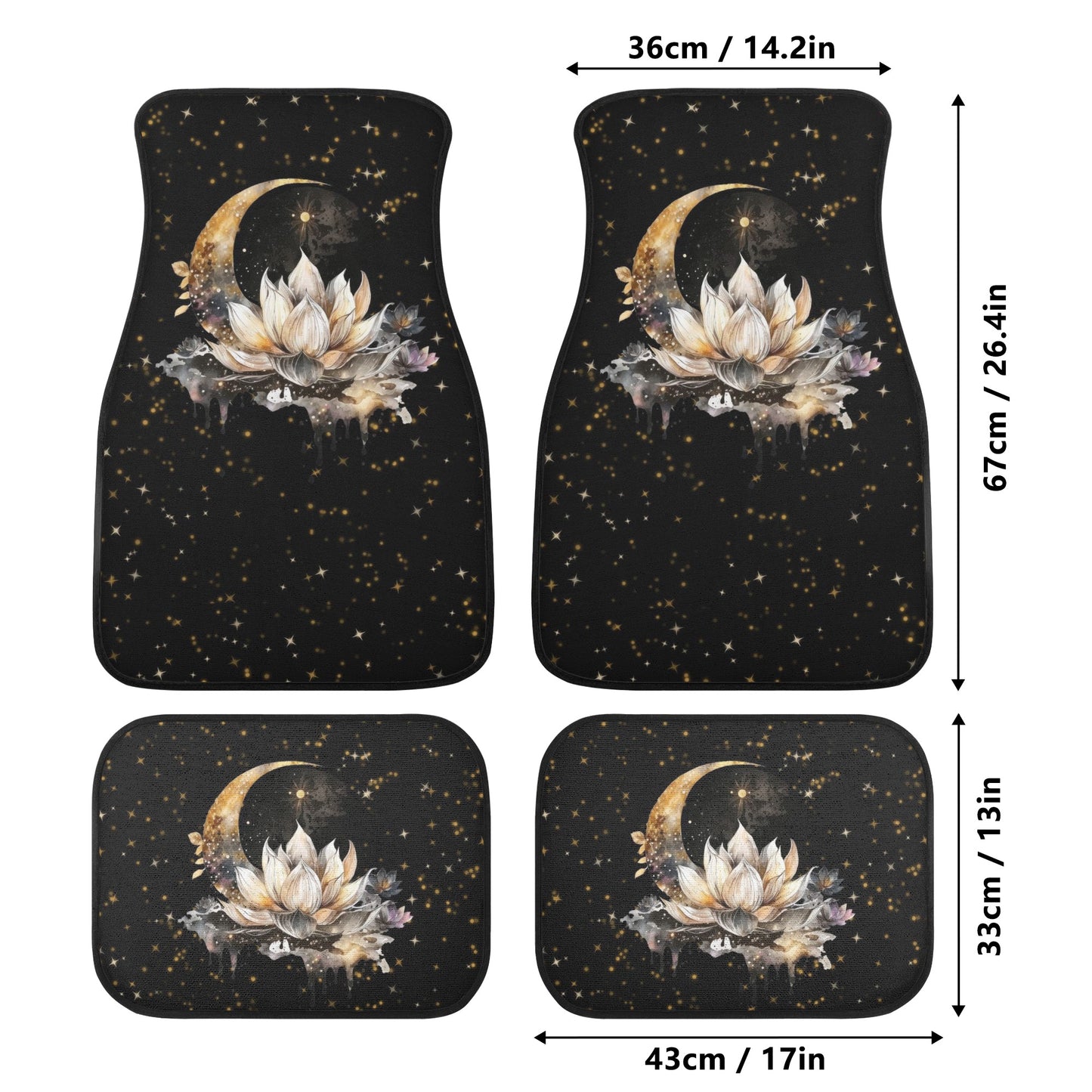 Lotus Moon Front and Back Car Floor Mats Witchy