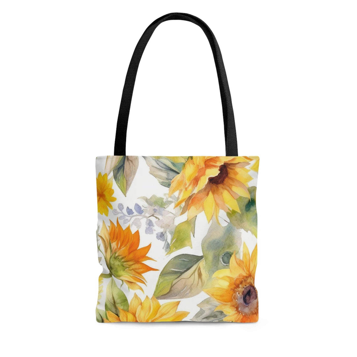 Yellow Sunflowers Tote Bag, Polyester Canvas Tote Bag, Cute Yellow Flowers Shopping Bag, Reusable Tote, Summer Tote