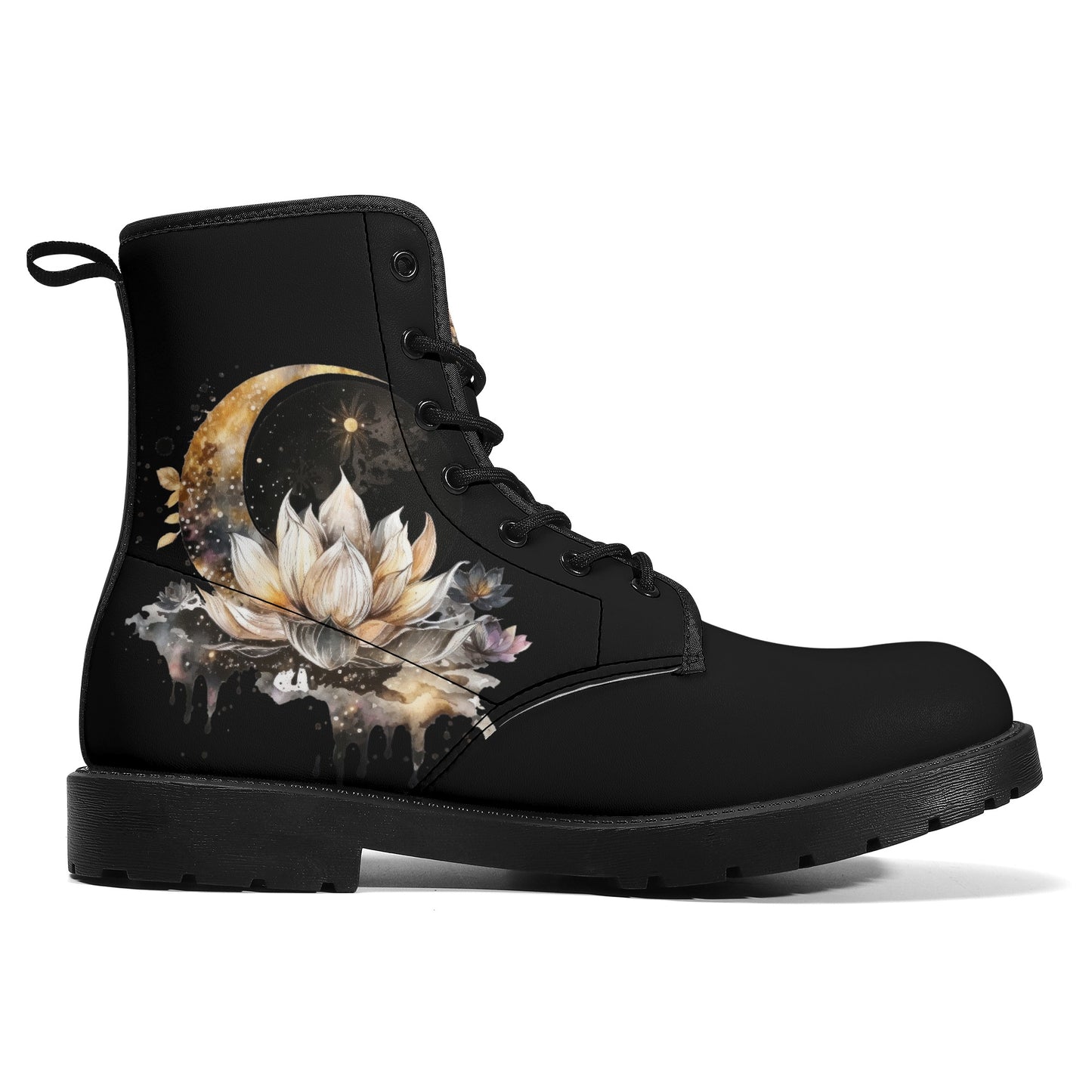 Lotus Moon Womens Vegan Boots Witchy
