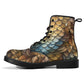 Dragon Scales Brown Blue Womens Vegan Boots