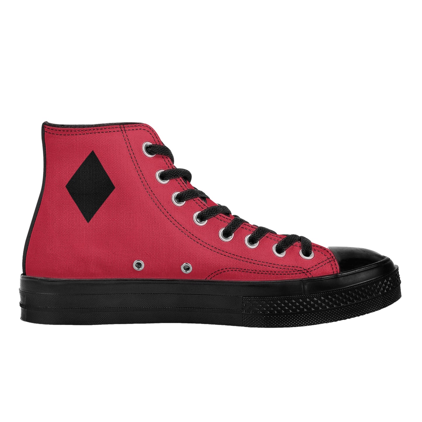 Red Harley Star Diamond Opposites Mens Classic Black High Top Canvas Shoes