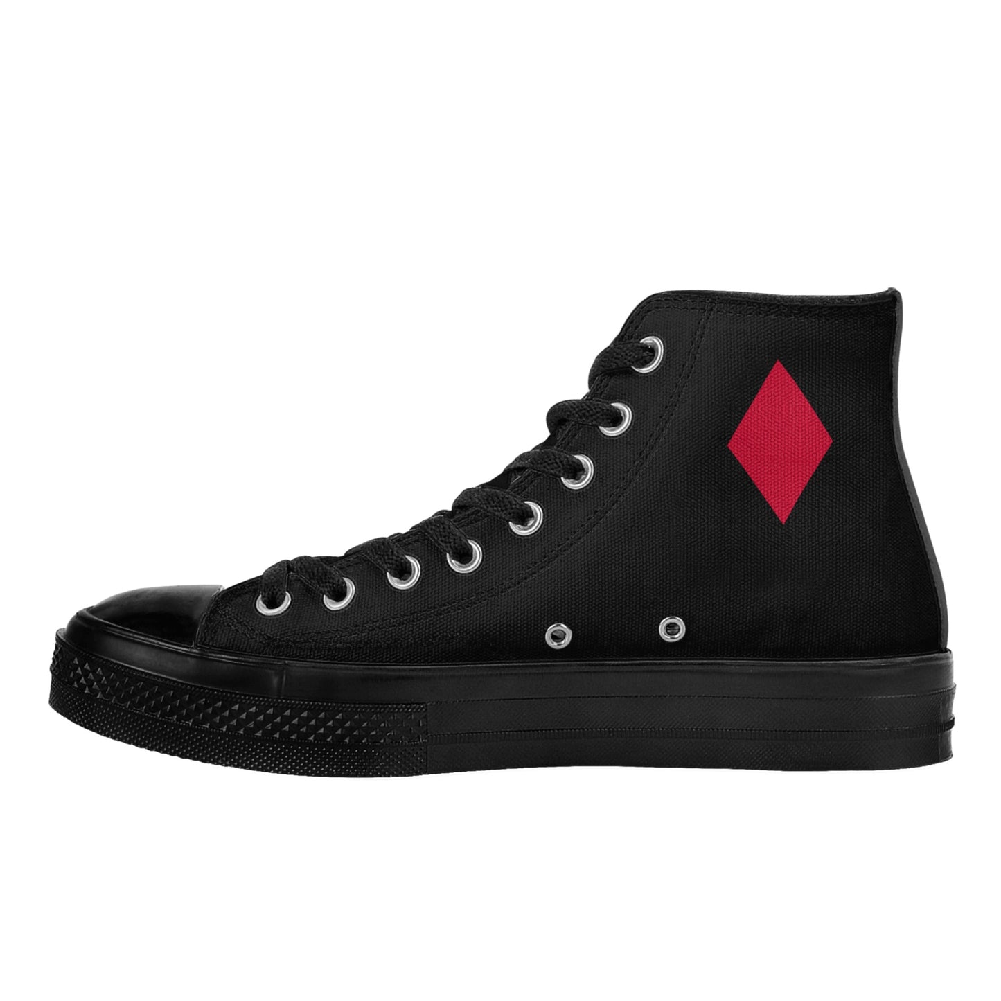 Red Harley Star Diamond Opposites Mens Classic Black High Top Canvas Shoes