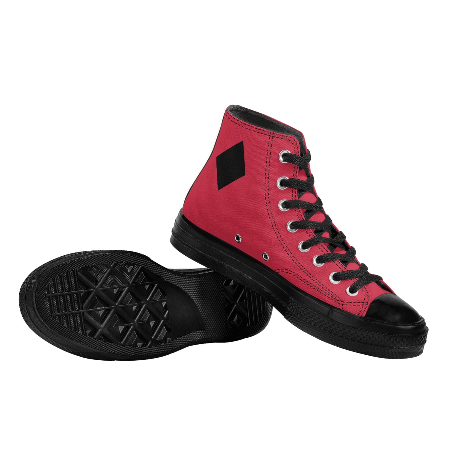 Red Harley Star Diamond Opposites Mens Classic Black High Top Canvas Shoes