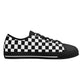 Black White Checkered Womens Low Top Sneakers