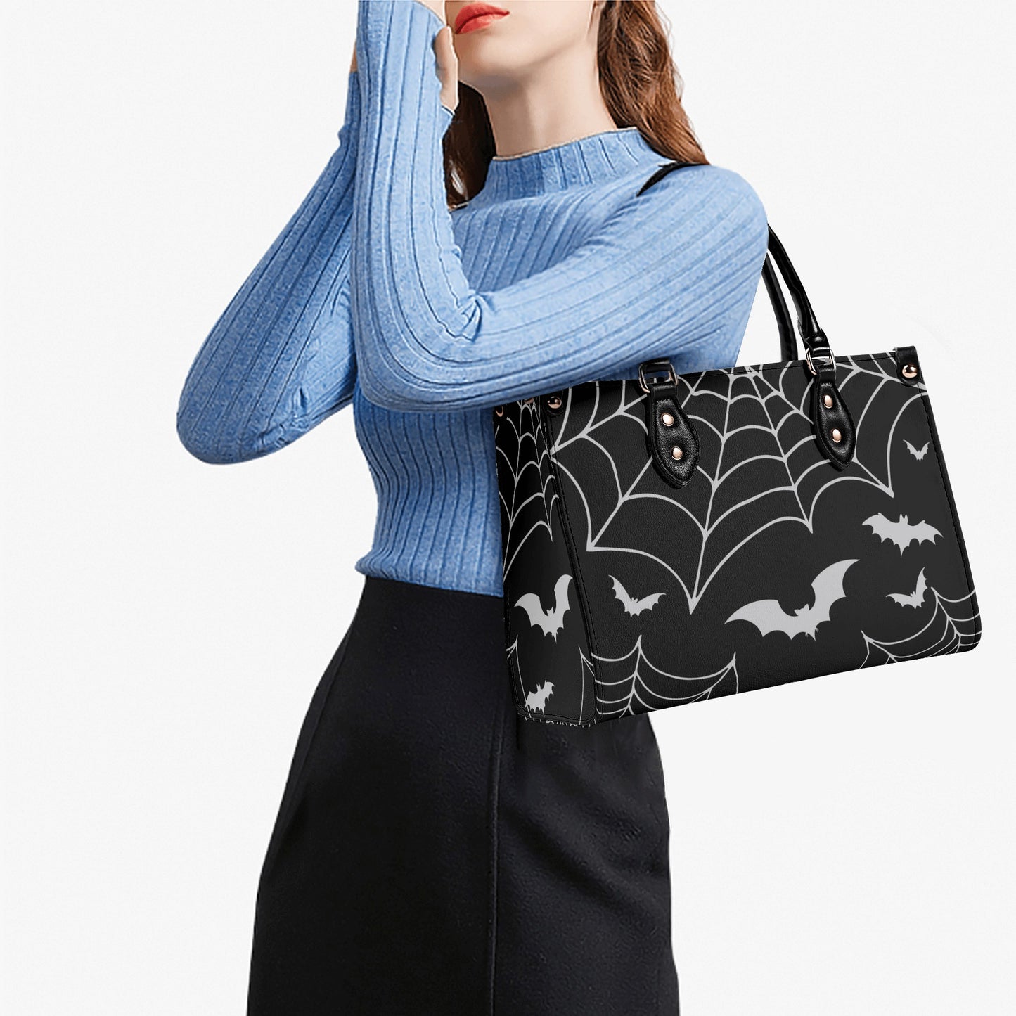 Bats & Spiderwebs Goth Luxury Women PU Leather Handbag