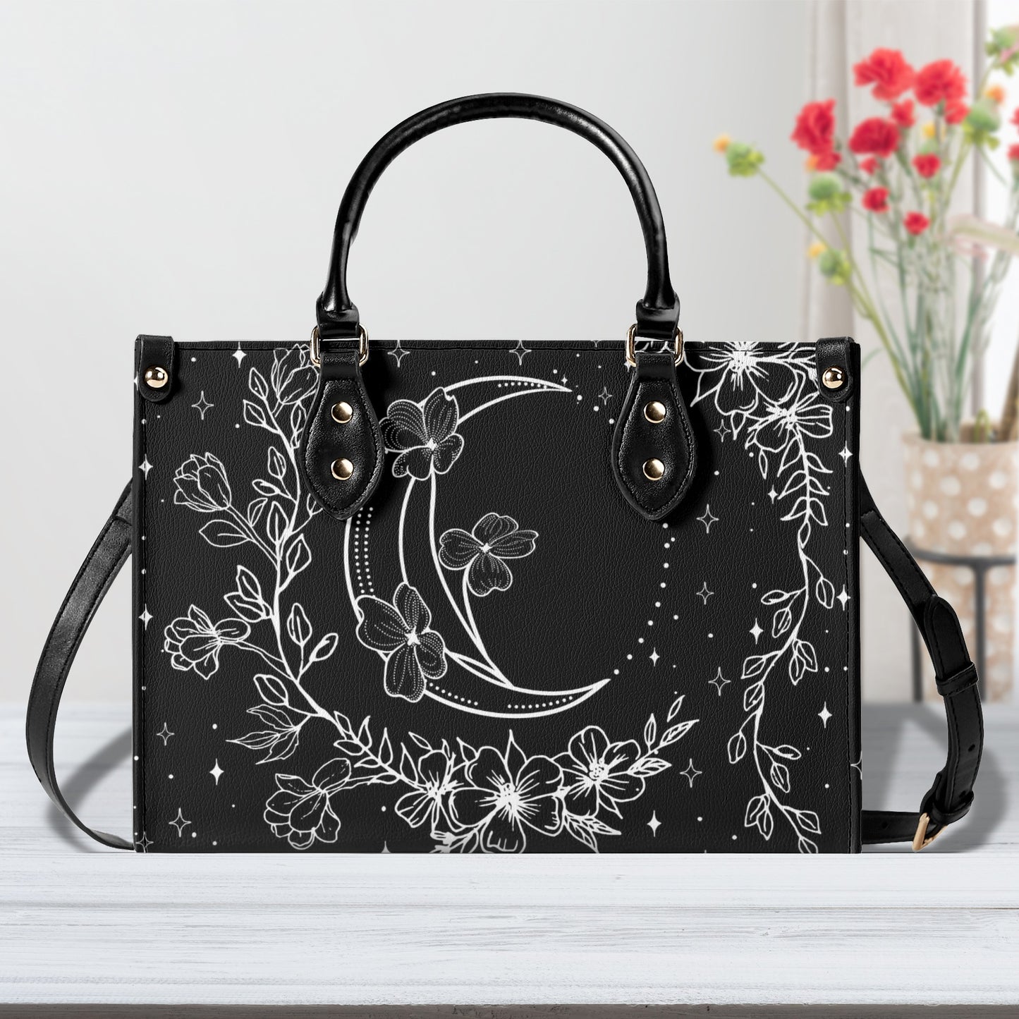 Moon Flowers #20 Luxury Women PU Leather Handbag