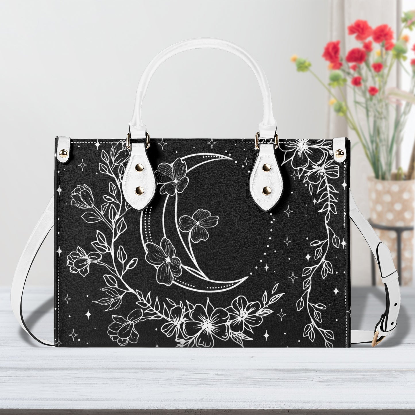 Moon Flowers #20 Luxury Women PU Leather Handbag