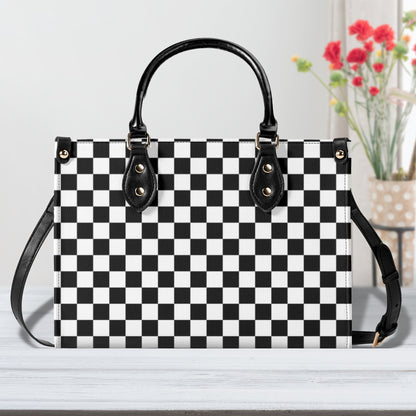 Black & White Checkered Luxury Women PU Leather Handbag