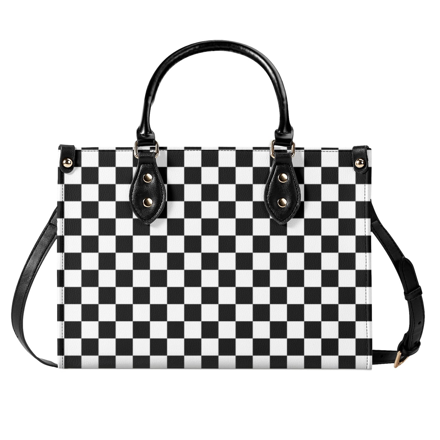 Black & White Checkered Luxury Women PU Leather Handbag