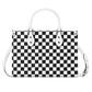 Black & White Checkered Luxury Women PU Leather Handbag