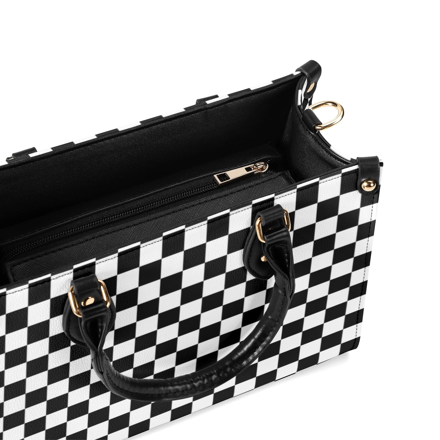 Black & White Checkered Luxury Women PU Leather Handbag