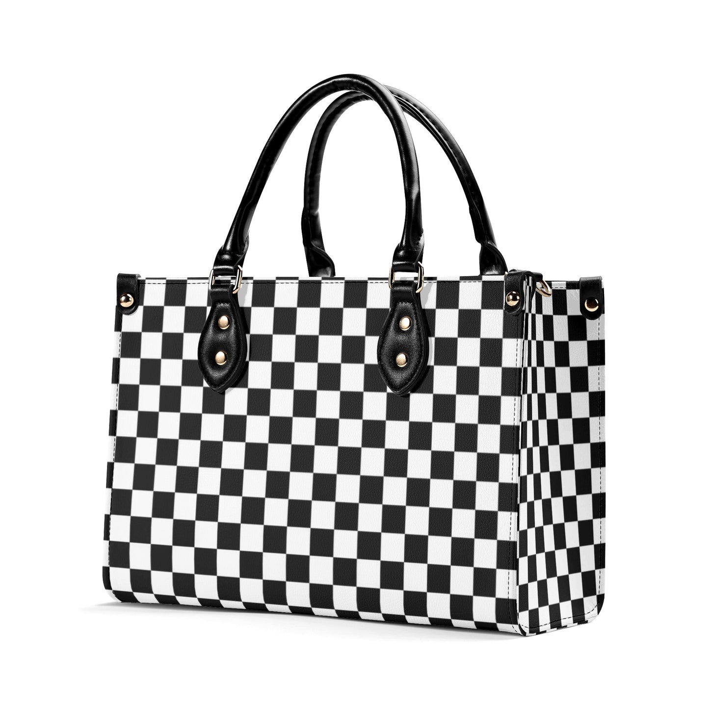 Black & White Checkered Luxury Women PU Leather Handbag