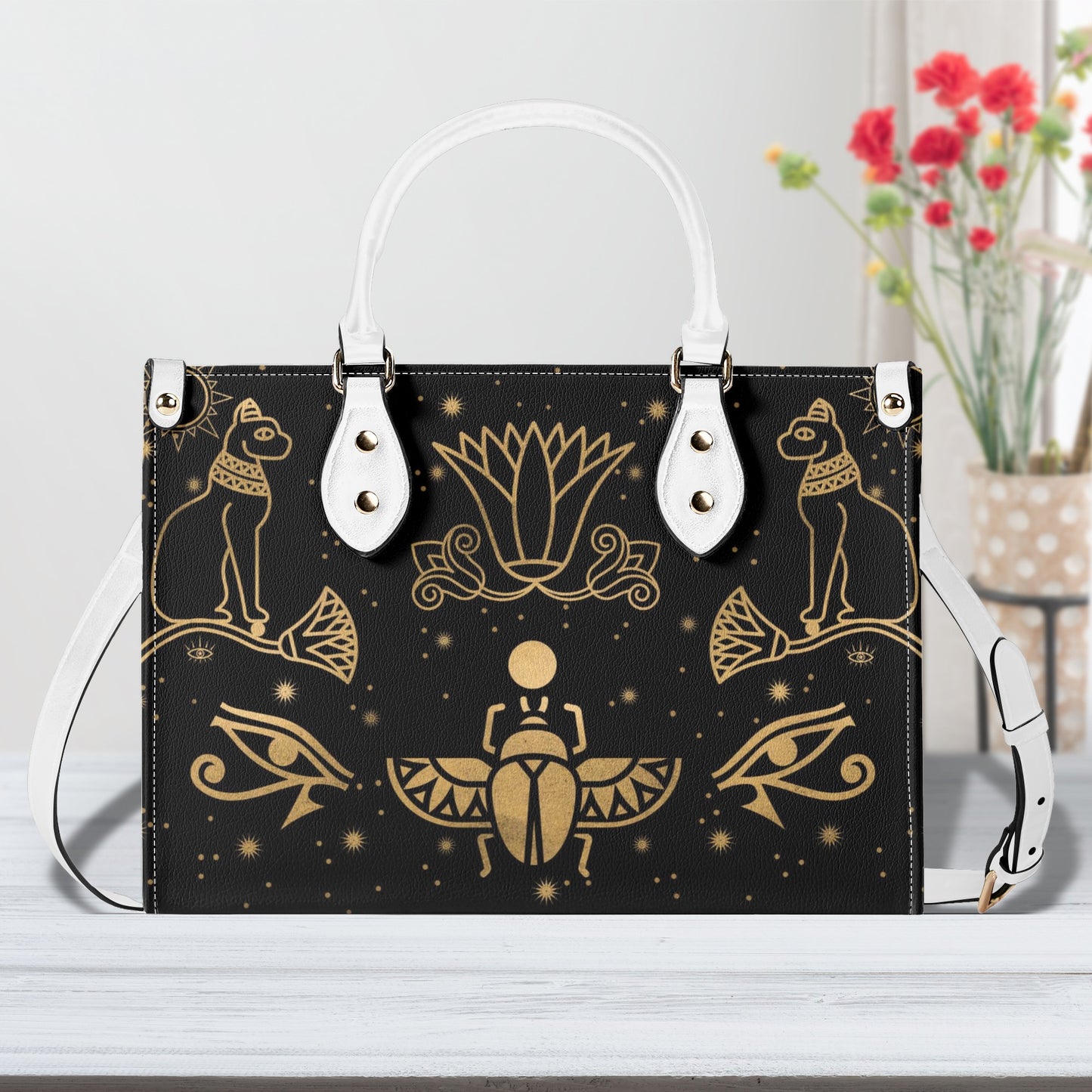 Egyptian Scarab Beetle Luxury Womens PU Leather Handbag