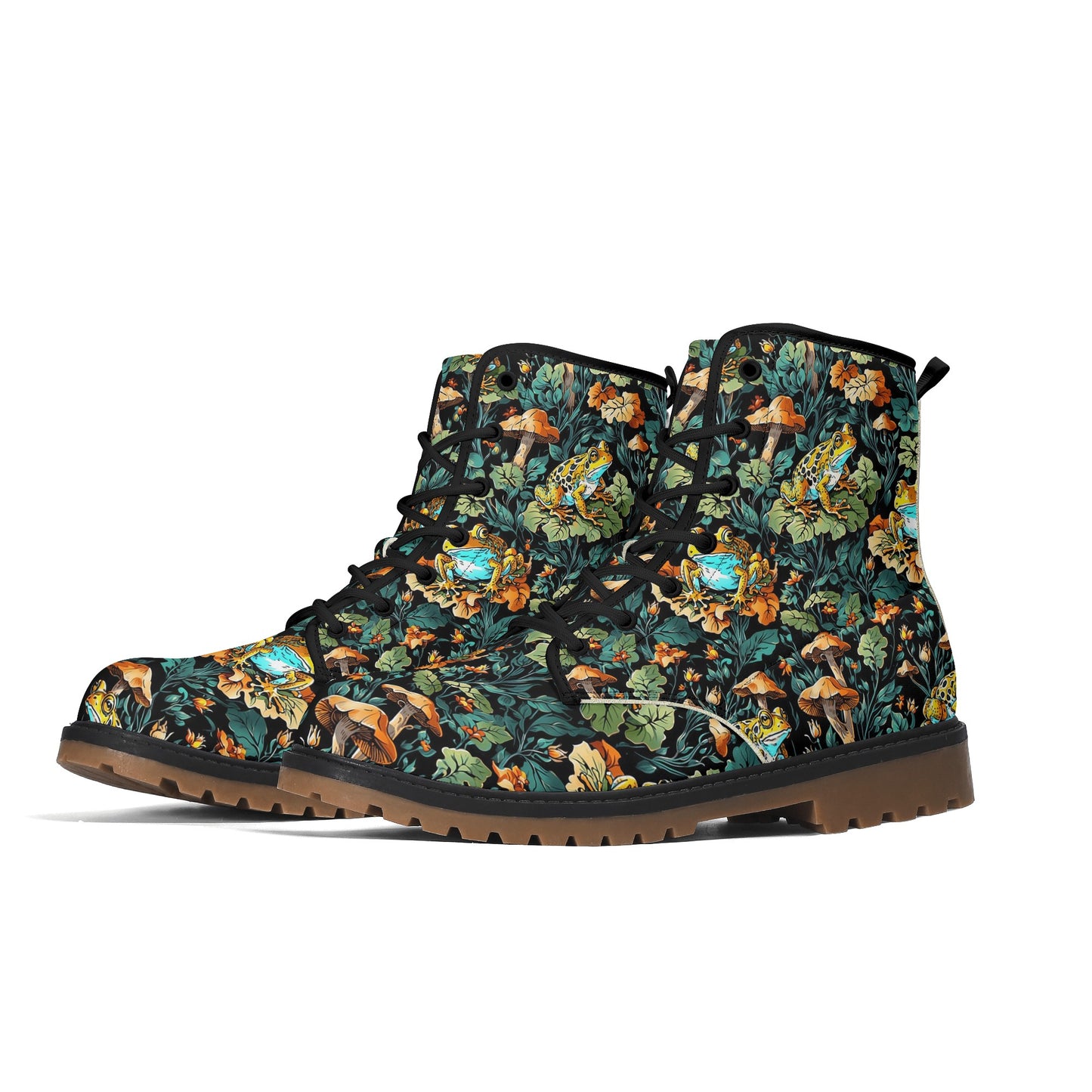 Frog and Mushroom Womens Luxe Combat Boots