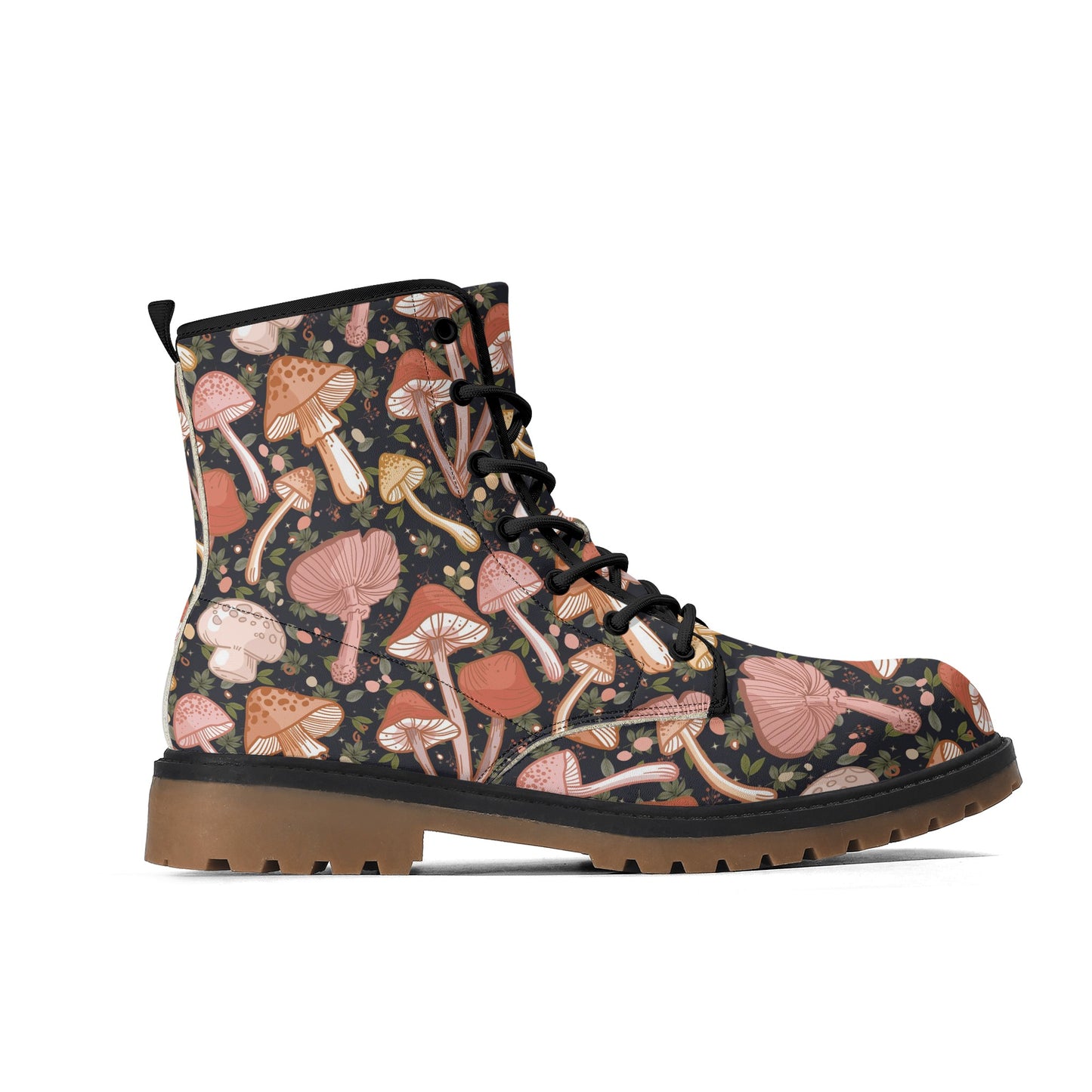 Boho Brown Mushrooms Womens Luxe Combat Boots