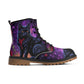 Witchy Black Cat Purple Womens Luxe Combat Boots