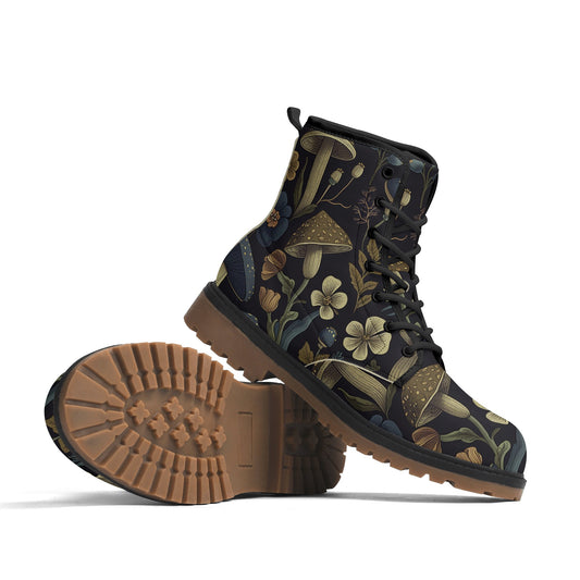 Botanical Blue Brown Womens Luxe Combat Boots