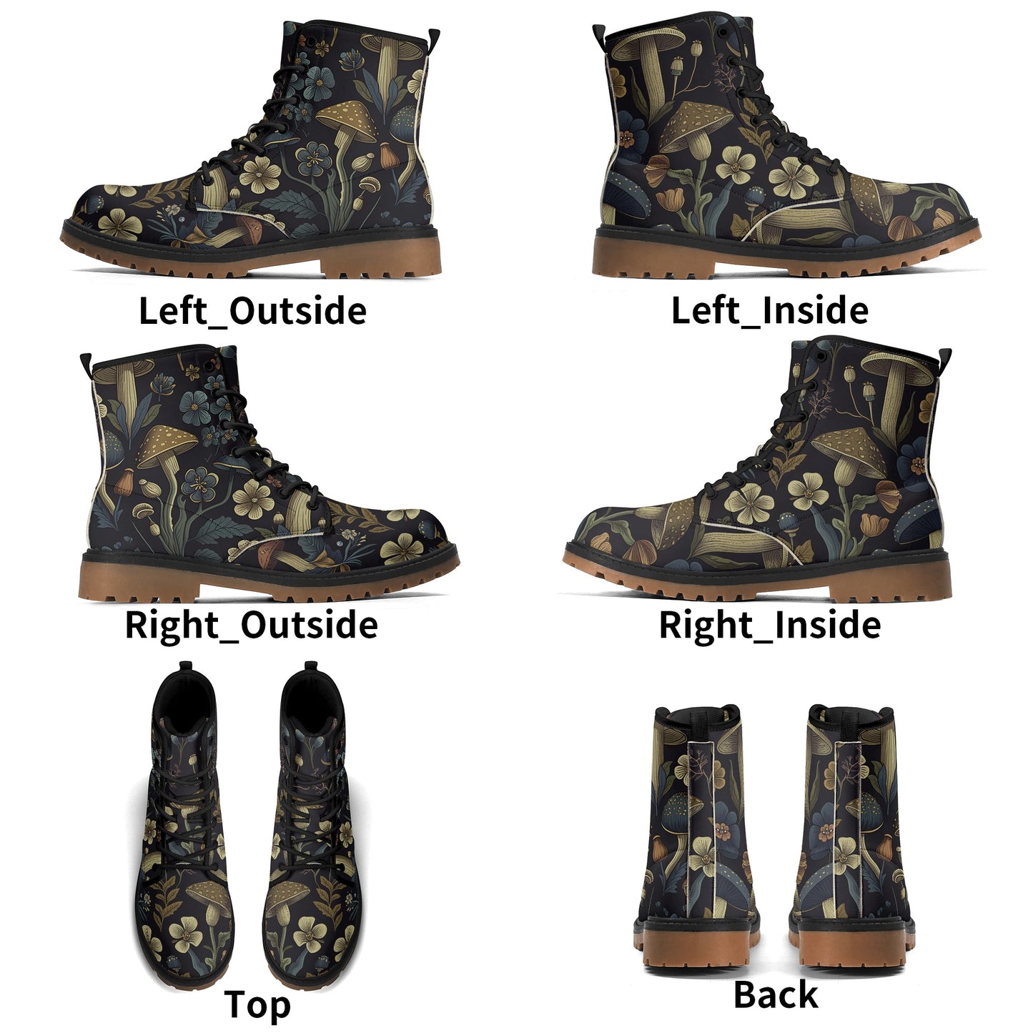 Botanical Blue Brown Womens Luxe Combat Boots